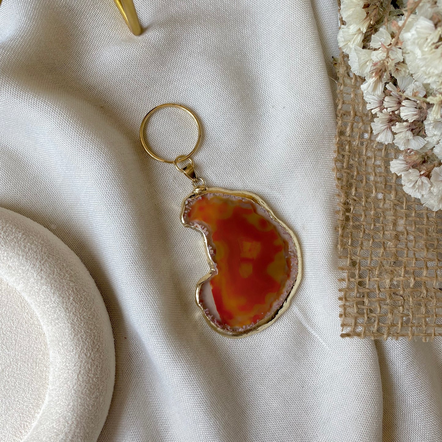 Flame Slice | Handmade Bag Charm & Key Chain, Singular Creation