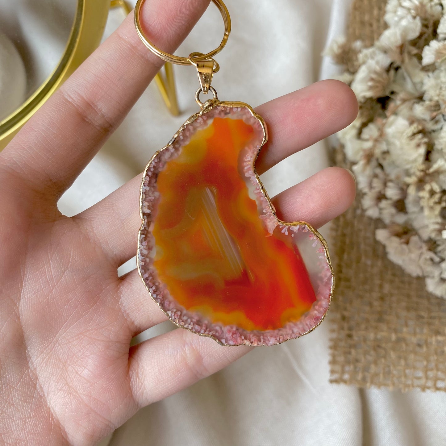 Flame Slice | Handmade Bag Charm & Key Chain, Singular Creation