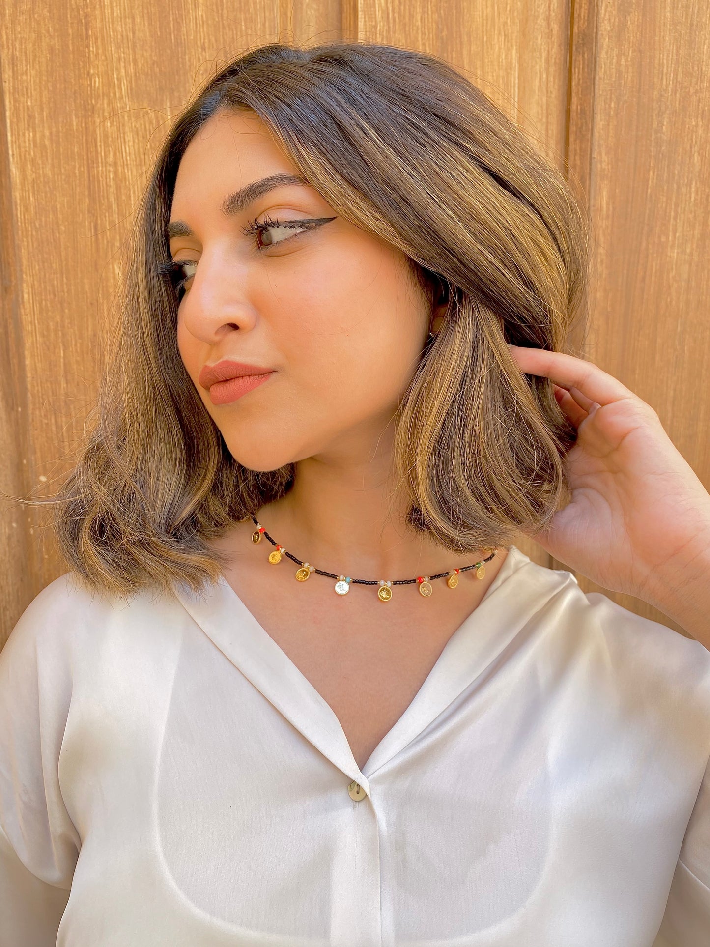 Color Dusk | Beaded Coin Necklace