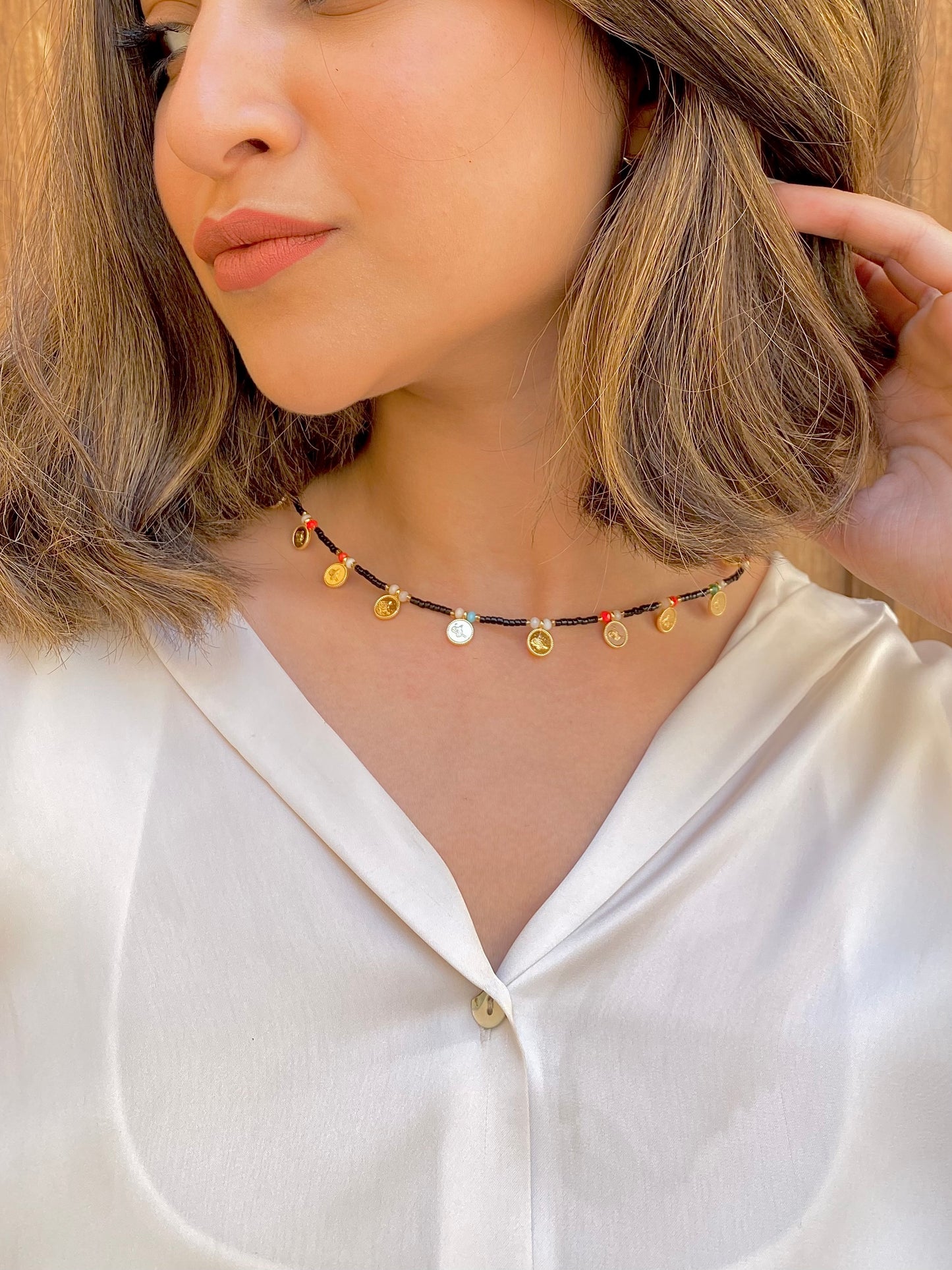 Color Dusk | Beaded Coin Necklace