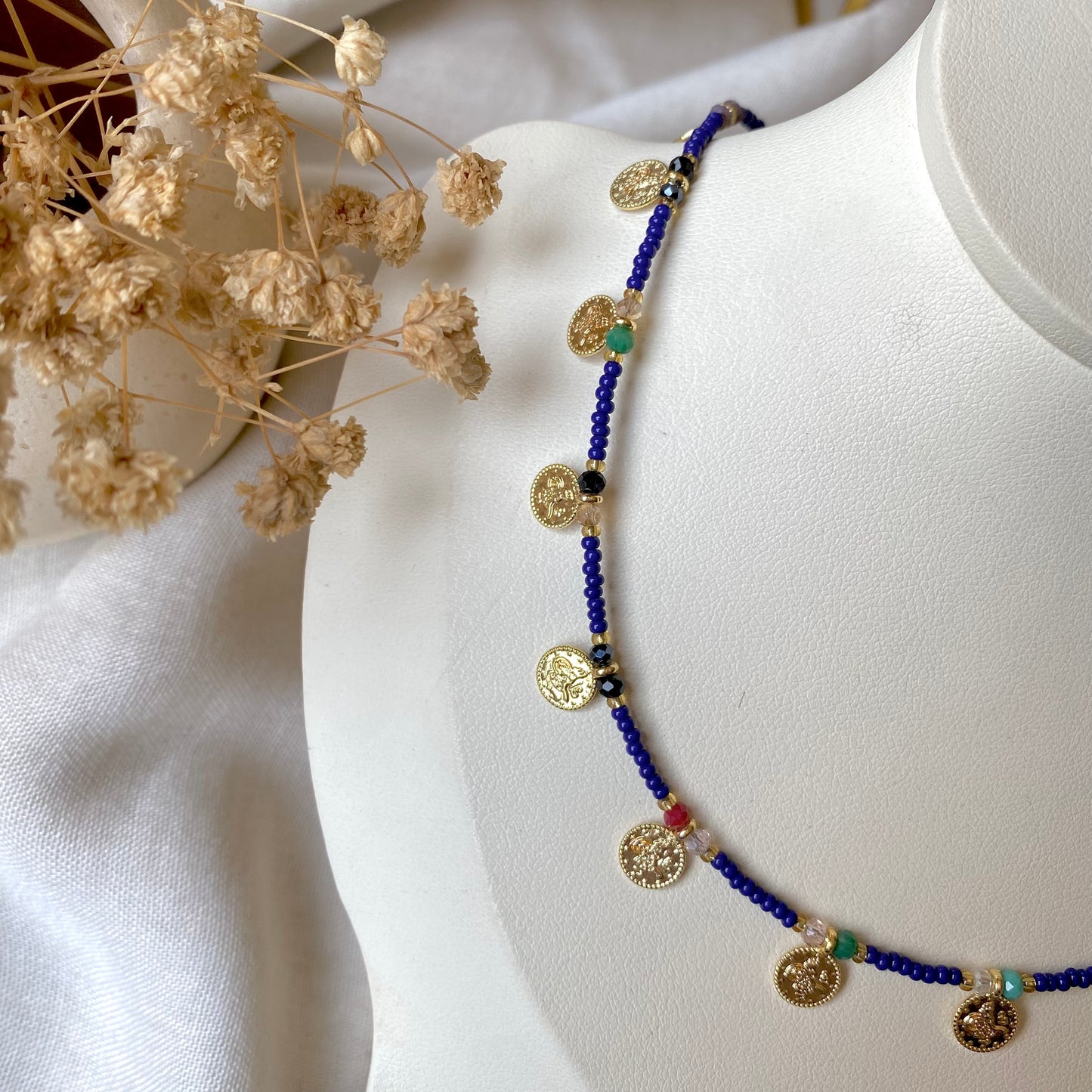 Color Dusk | Beaded Coin Necklace