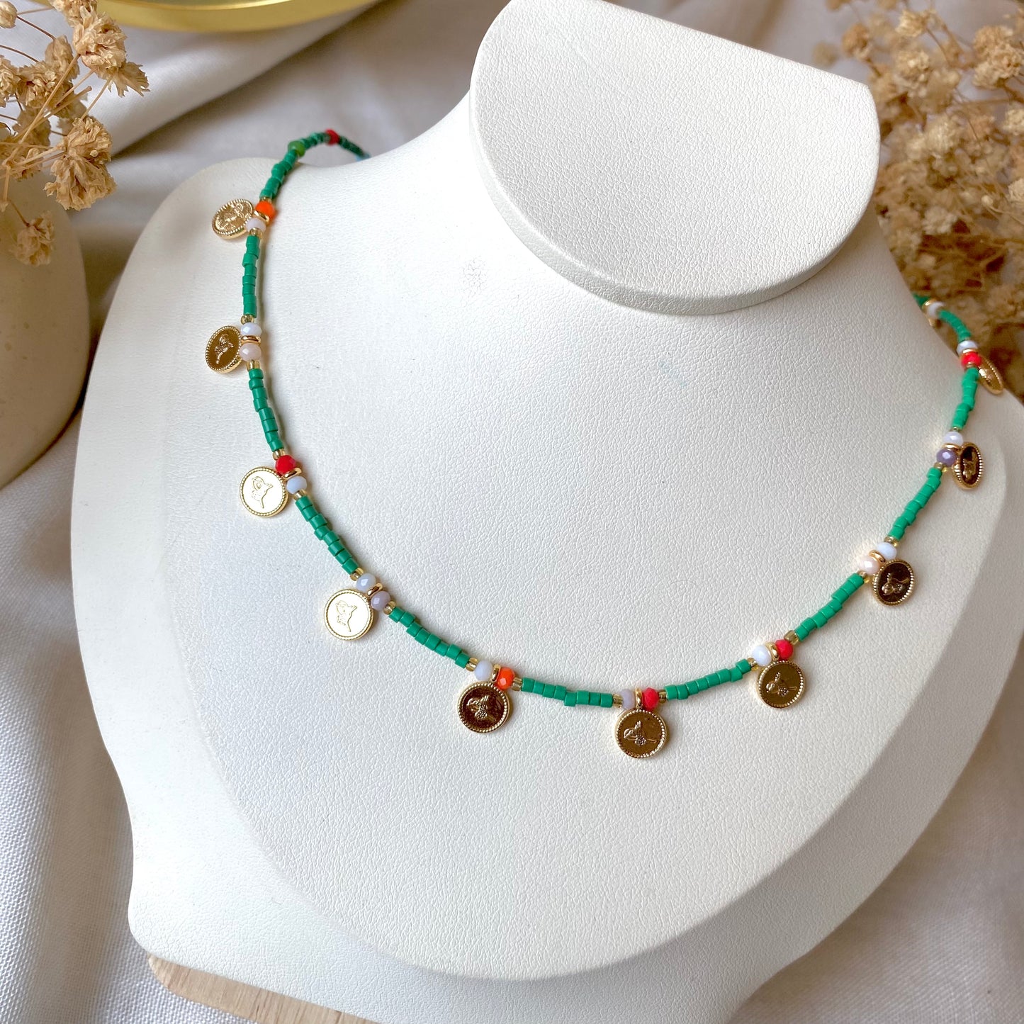 Color Dusk | Beaded Coin Necklace