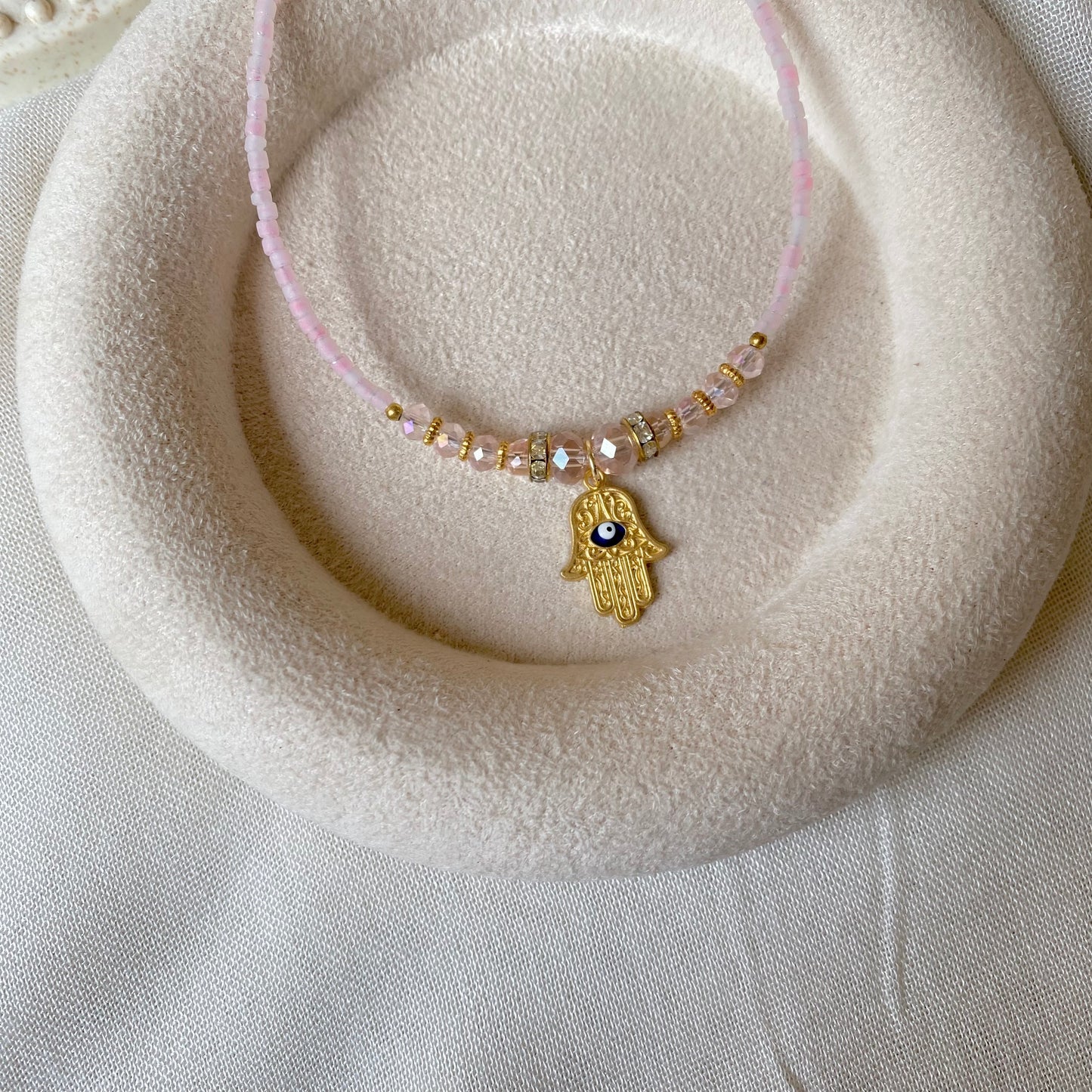 Hamsa Pearl Charm Bracelet/Anklet | Pearl & Chain Anklet
