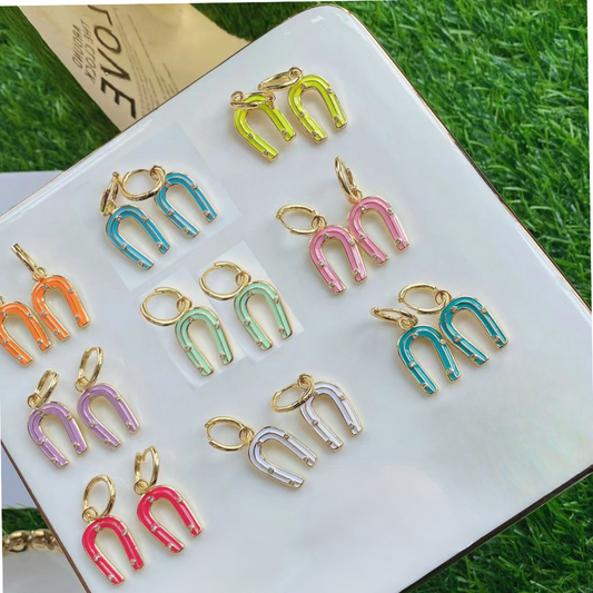 40103 Colorful gold plated earrings