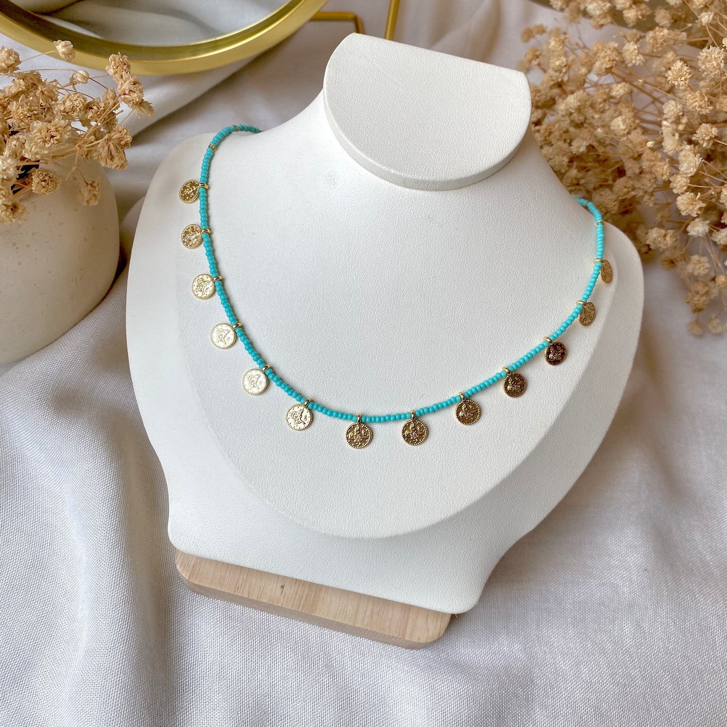 Color Dusk | Beaded Coin Necklace