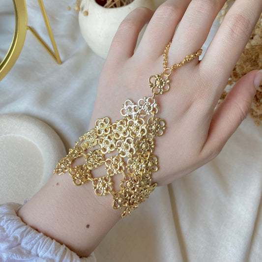Golden Bloom | Handmade Hand Chain, Singular Creation