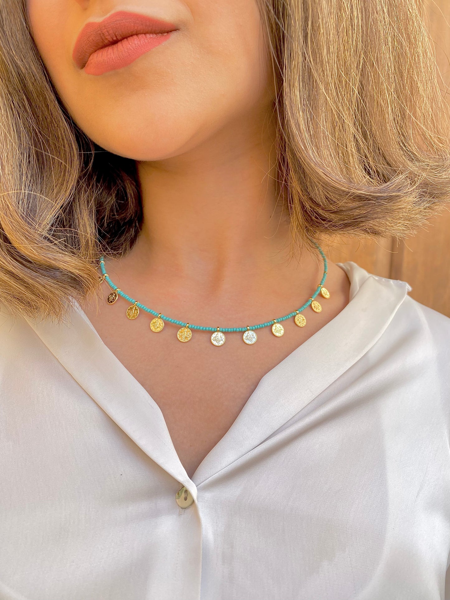 Color Dusk | Beaded Coin Necklace