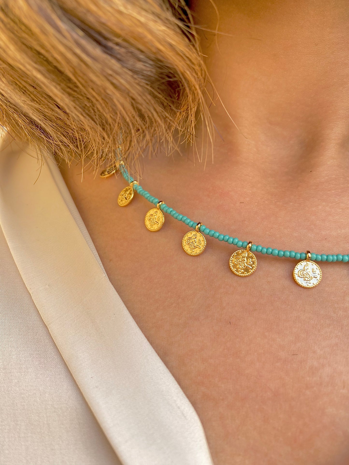 Color Dusk | Beaded Coin Necklace