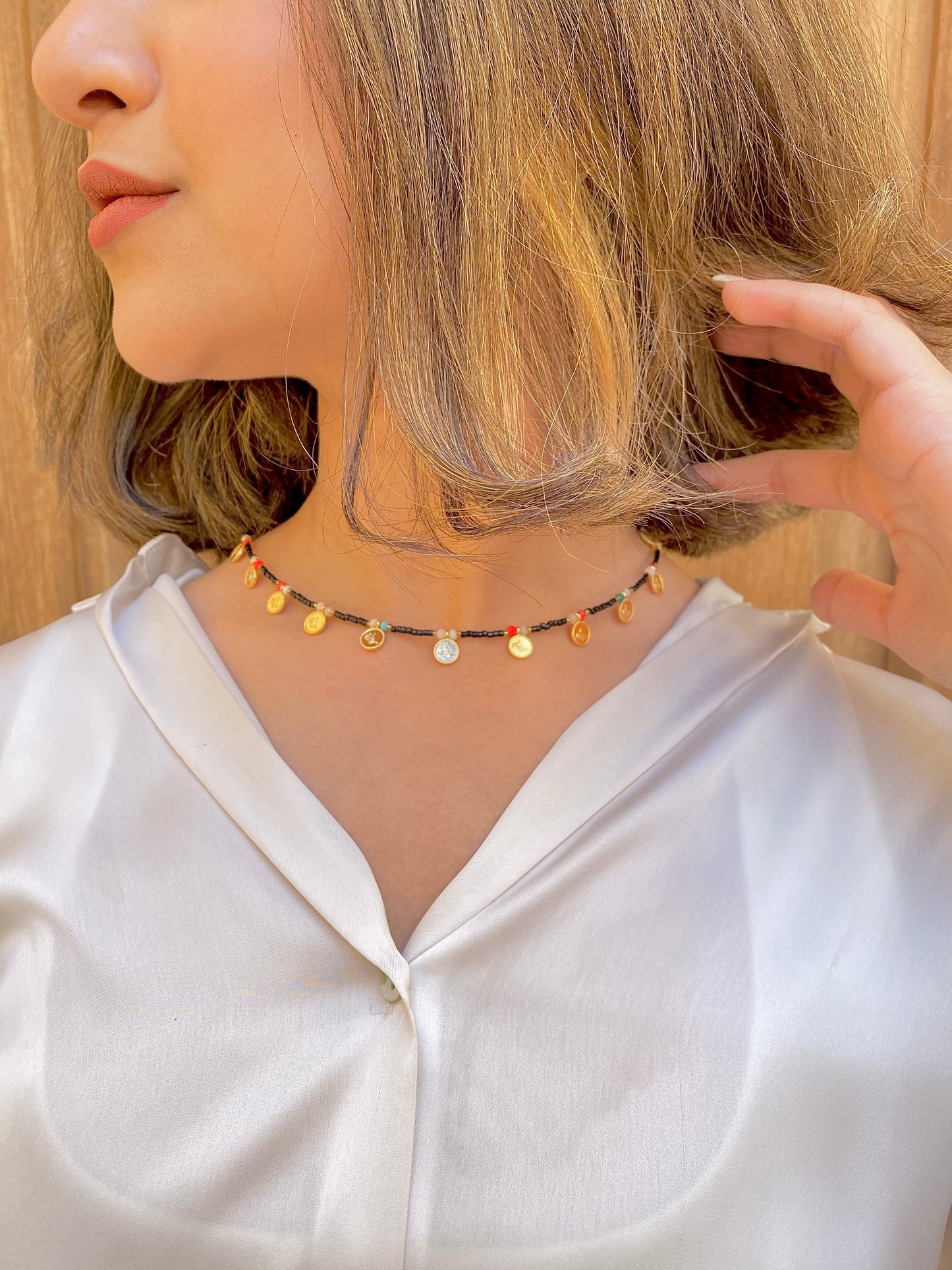 Color Dusk | Beaded Coin Necklace
