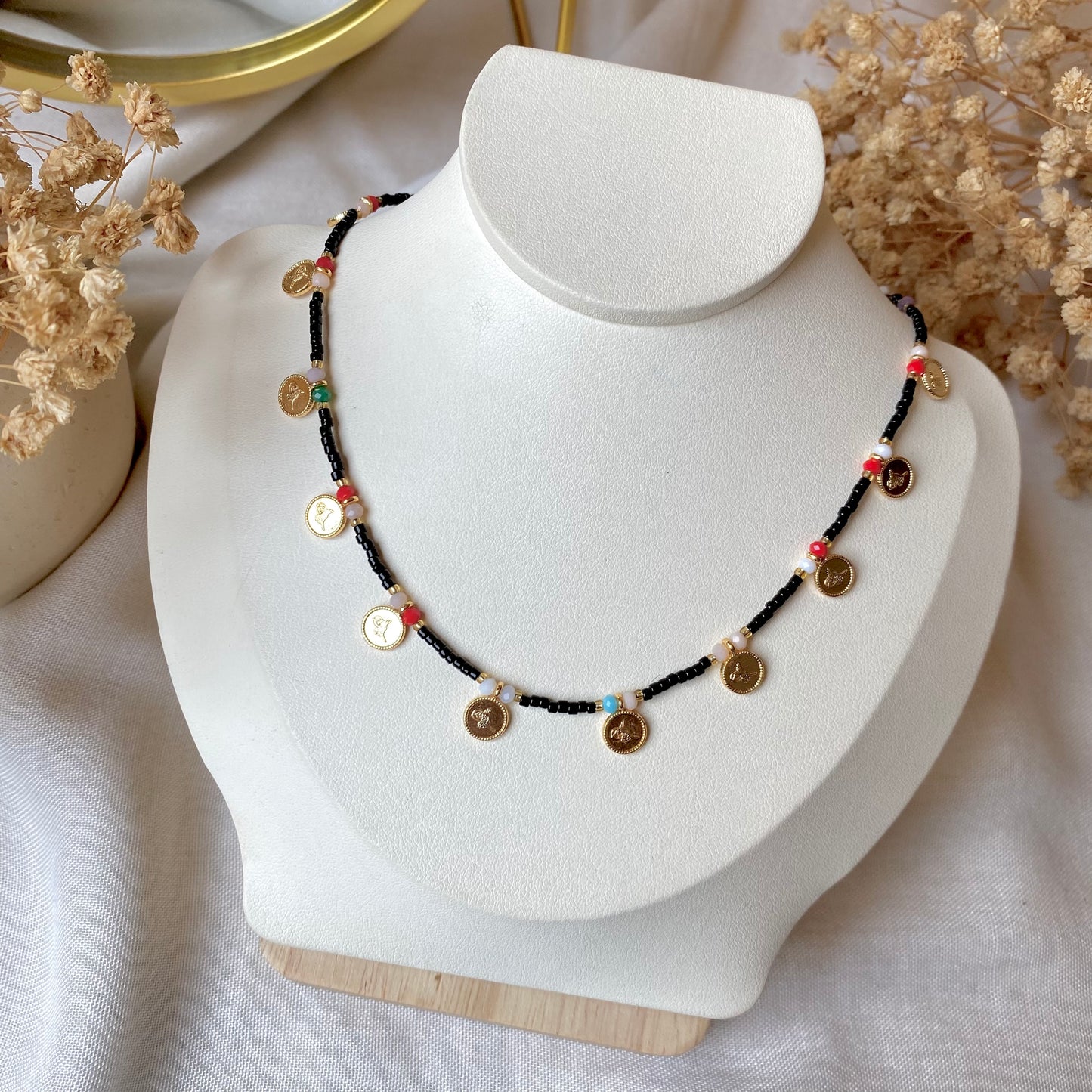 Color Dusk | Beaded Coin Necklace