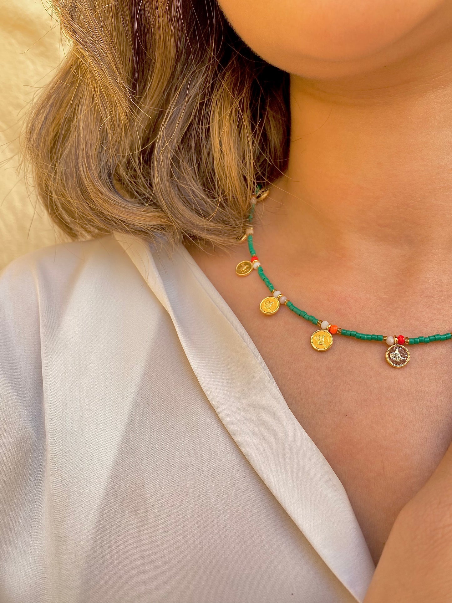 Color Dusk | Beaded Coin Necklace