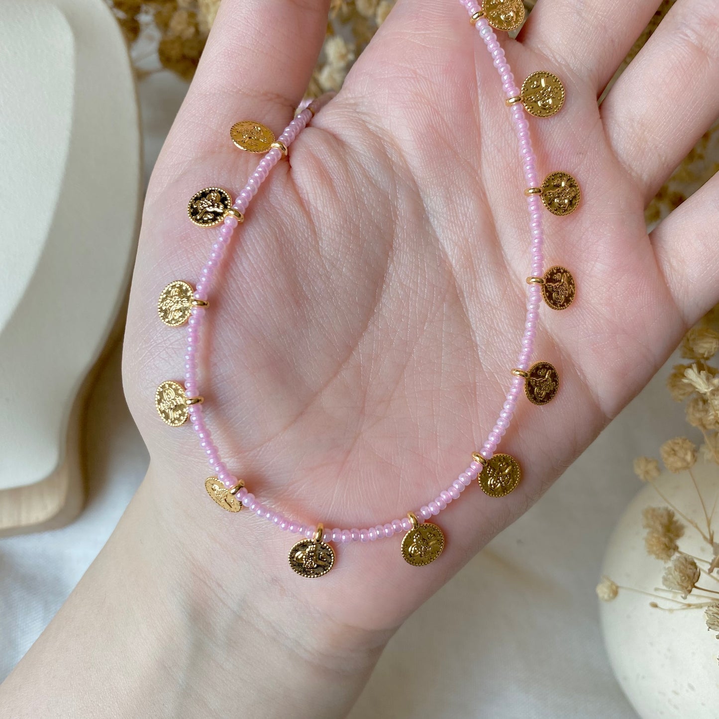 Color Dusk | Beaded Coin Necklace