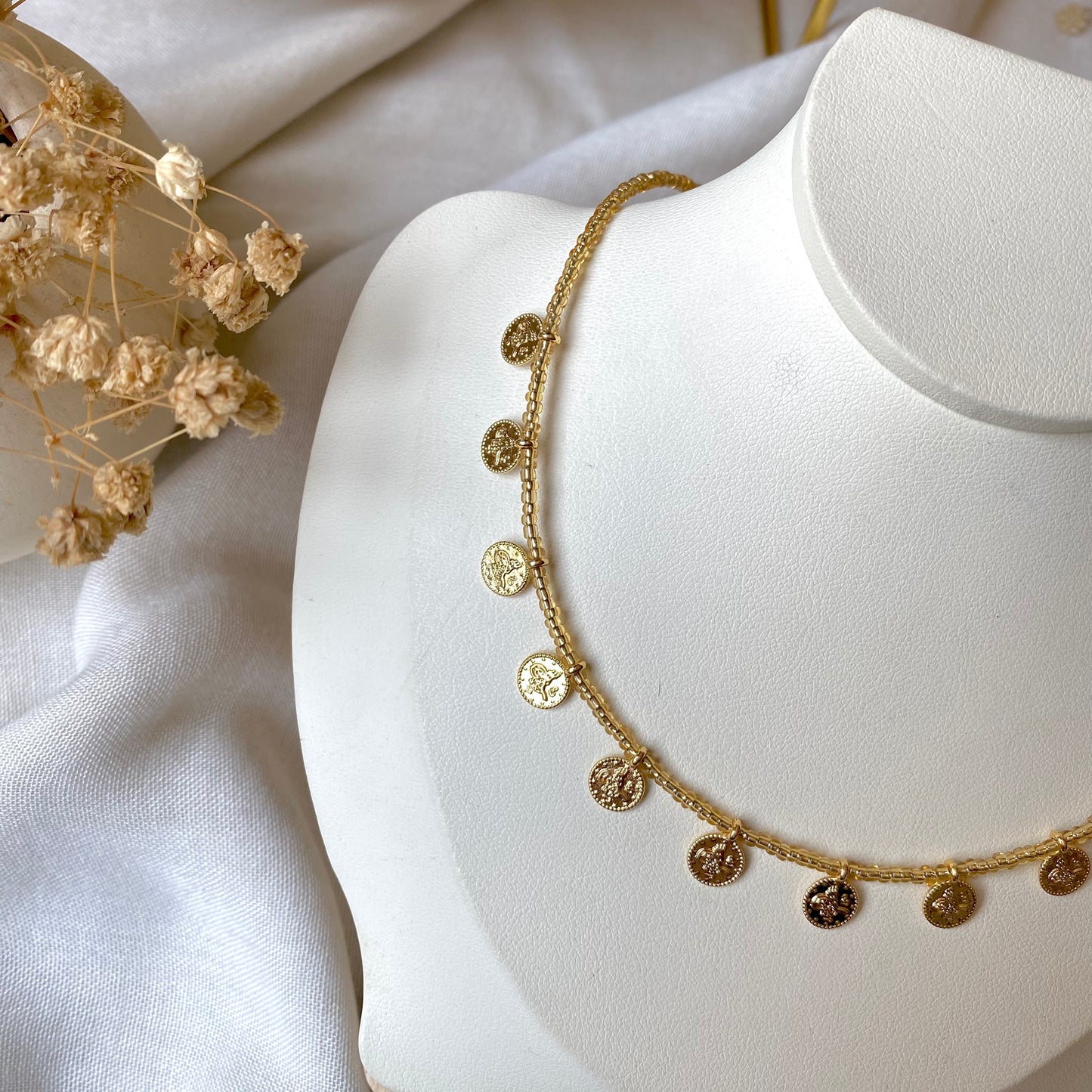Color Dusk | Beaded Coin Necklace