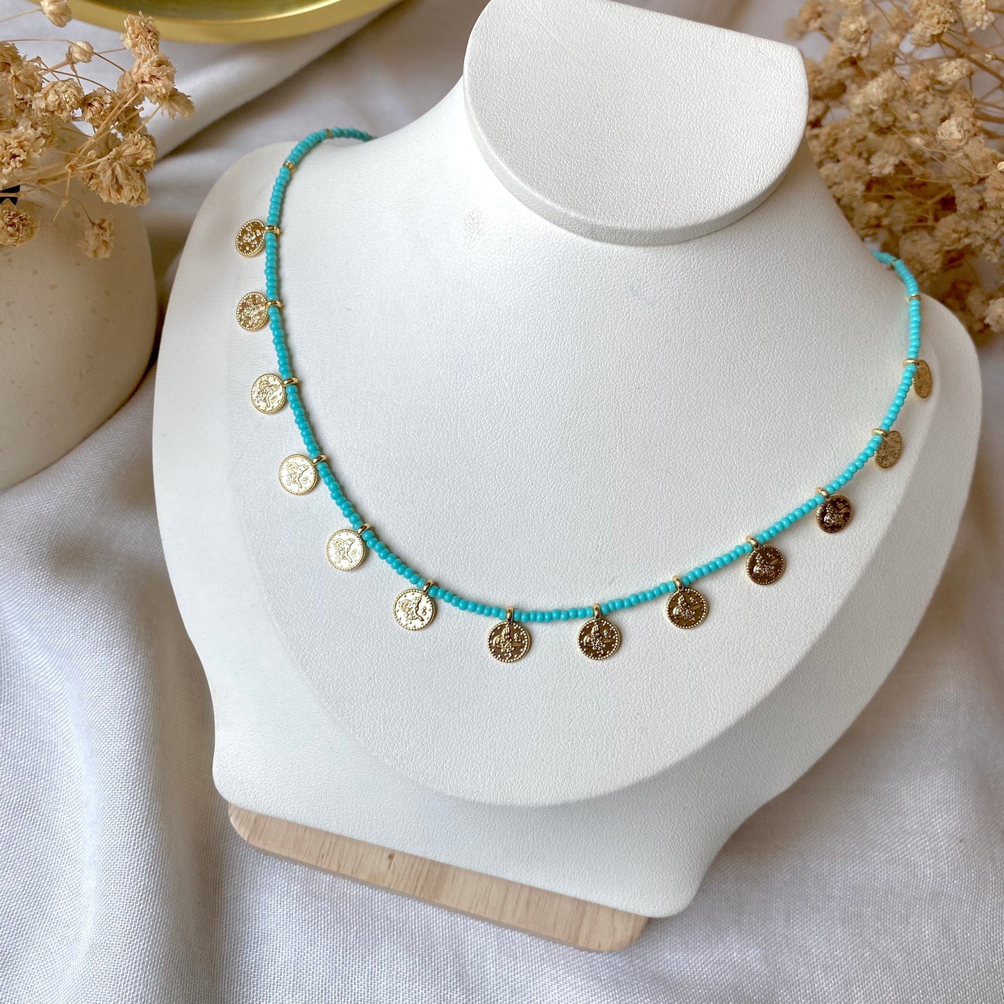 Color Dusk | Beaded Coin Necklace
