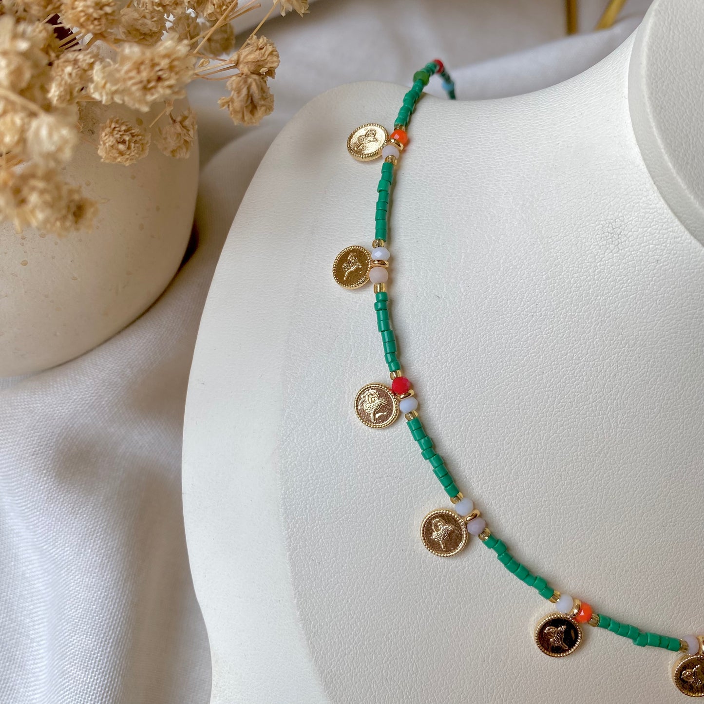 Color Dusk | Beaded Coin Necklace