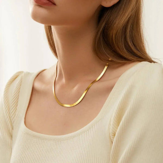 10181 4mm Snake Chain Gold Plated Necklace