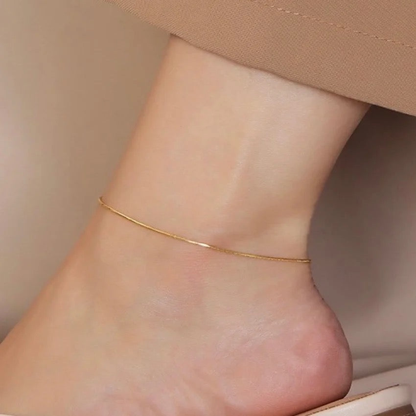 70028 round snake chain Gold Plated Anklet