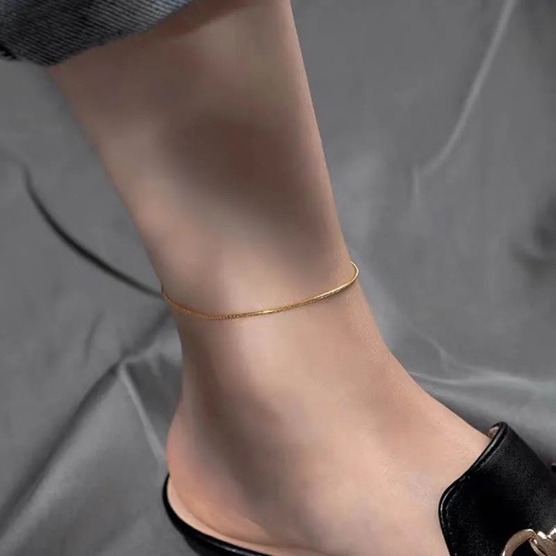 70028 round snake chain Gold Plated Anklet