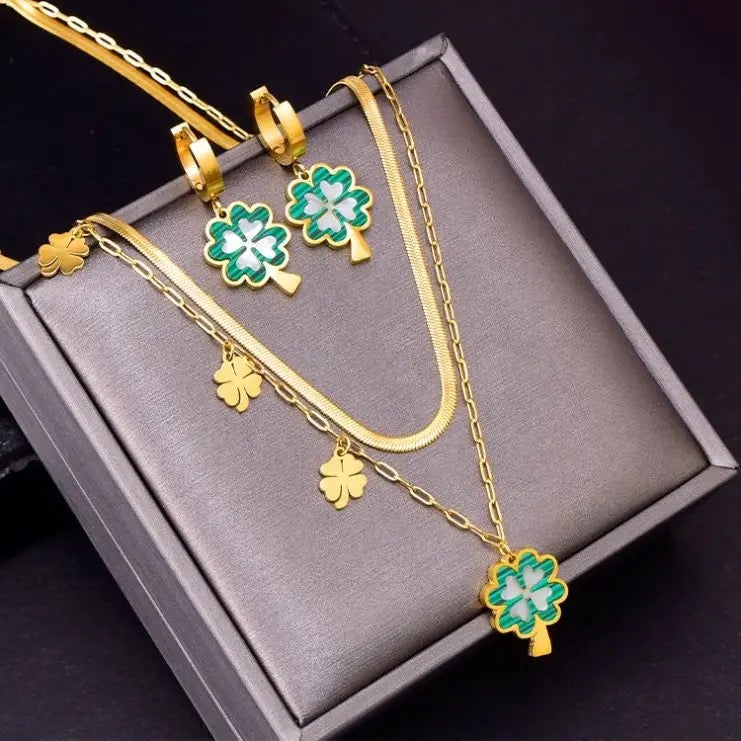 90007 Gold Plated Set of Necklace & Earrings