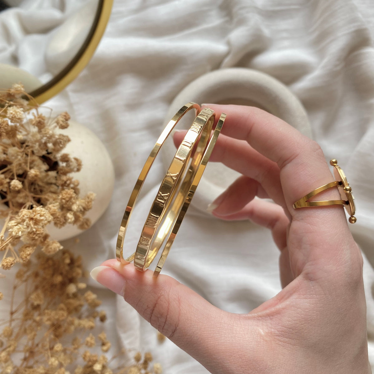 20417 Triple Gold Plated Bangles
