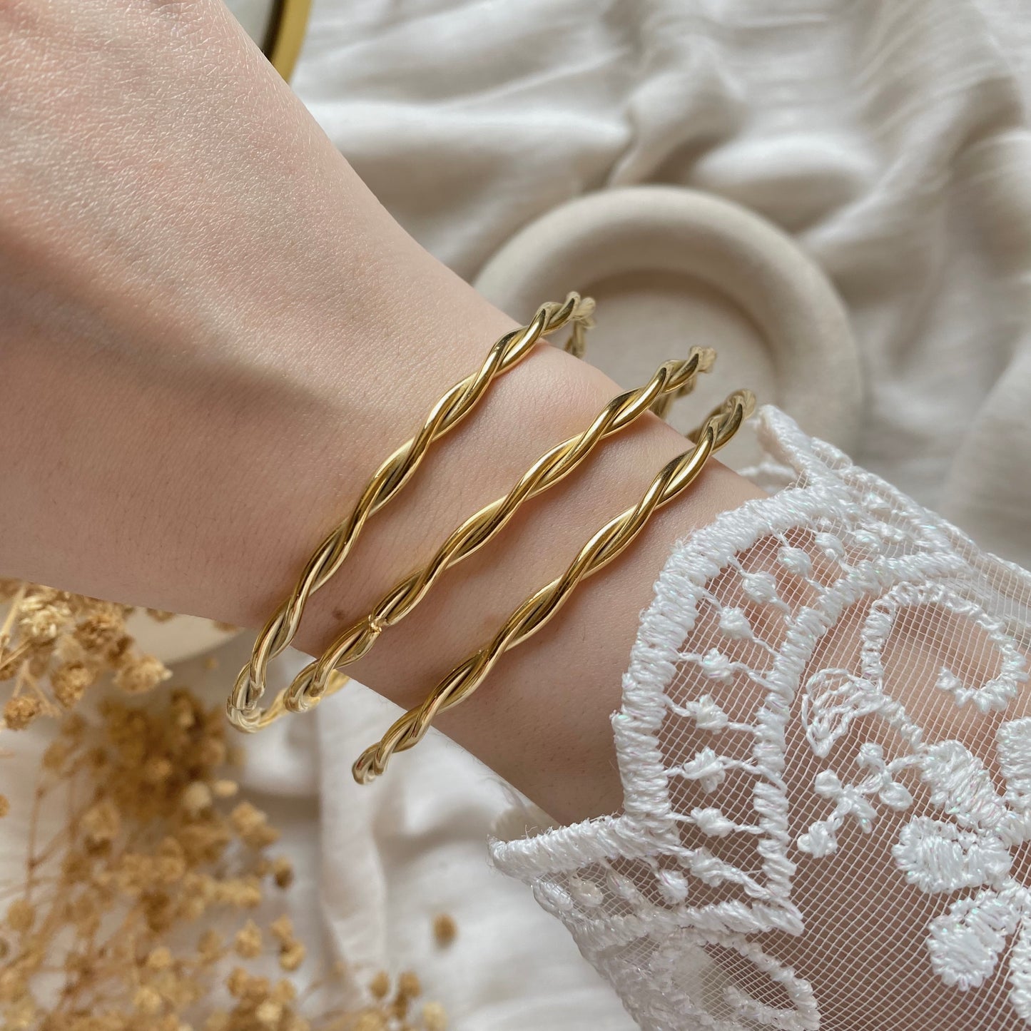 20418 Triple Gold Plated Bangles