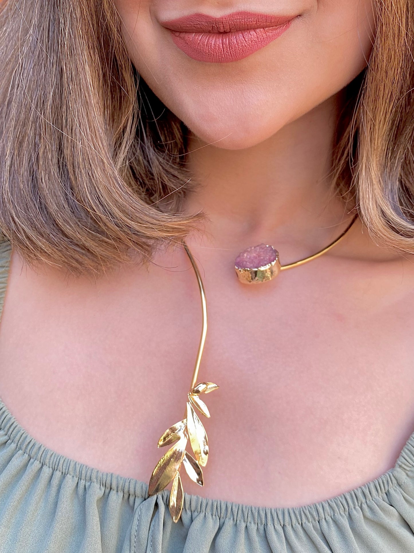 Amethyst Olive Leaf Choker | Handmade Choker