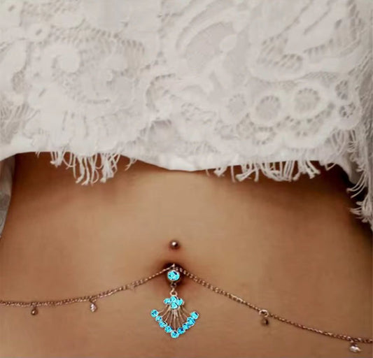 #00107 Belly Chain with Navel Piercing Gold Plated Copper