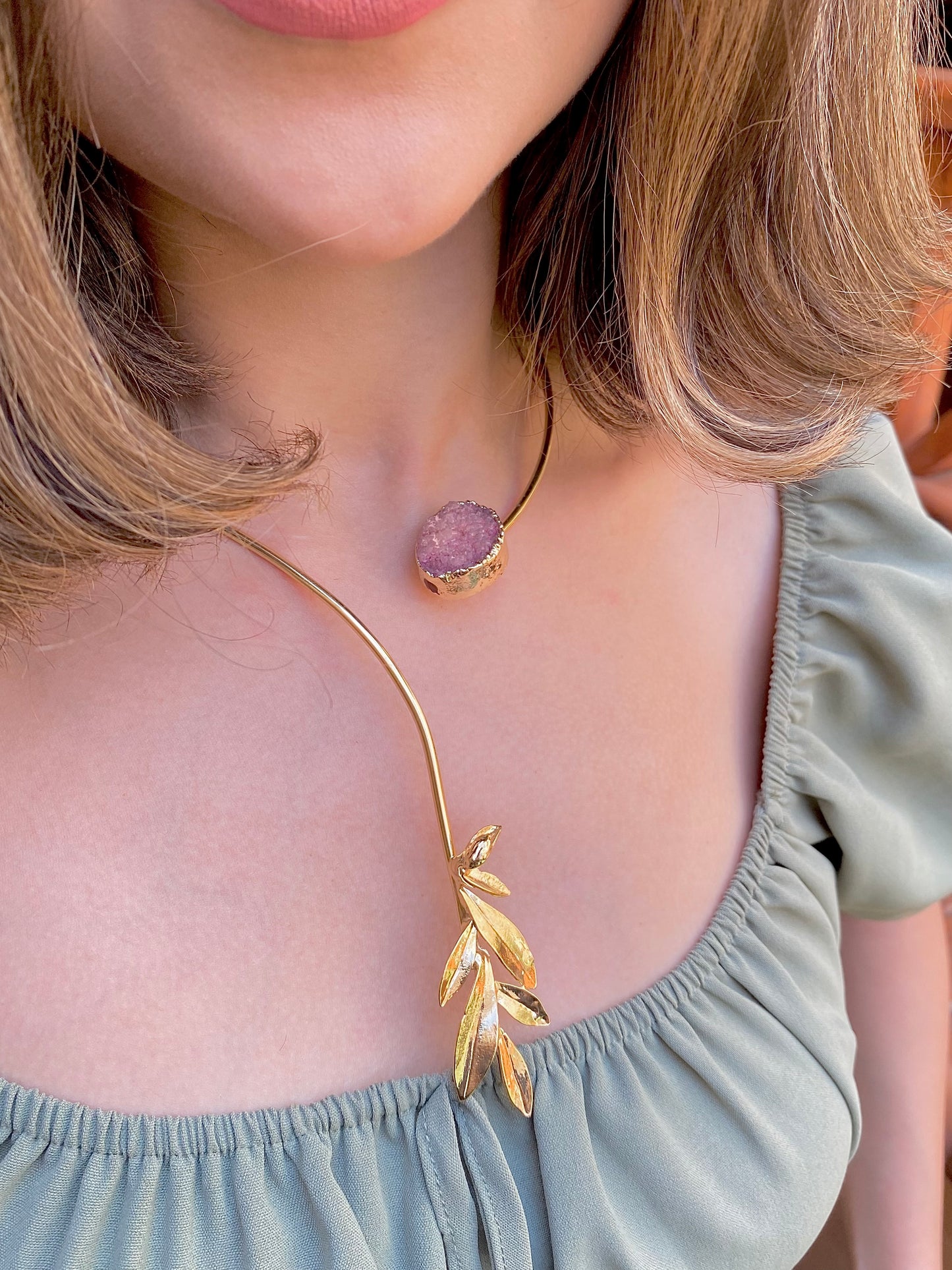 Amethyst Olive Leaf Choker | Handmade Choker
